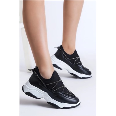 Tonny Black Kadın Siyah Taş Şeritli Strec Sneaker TBLDY035