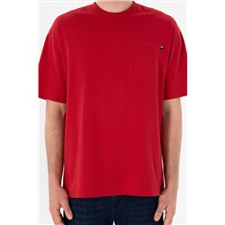 Erkek Comfort Fit Bisiklet Yaka Kırmızı Tişört
