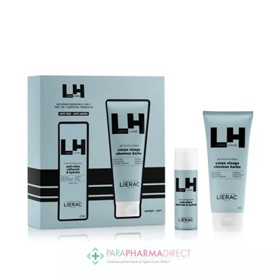 Lierac Homme Coffret Soin Homme Anti-Âge 50ml + Gel Douche Essentiels 200ml 3en1