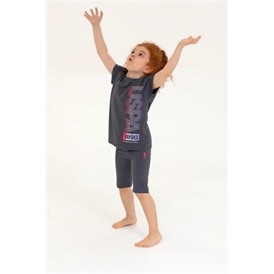 Kız Çocuk Antrasit Pijama Takımı