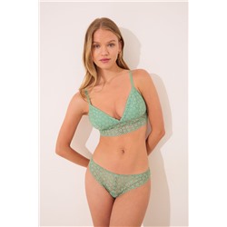 Tanga encaje floral verde