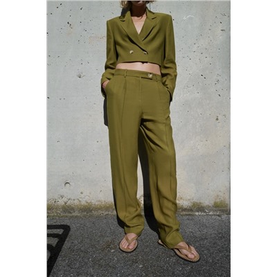 LINEN BLEND DARTED TROUSERS