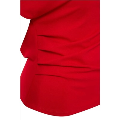Kırmızı Krep Örme Büyük Beden Bluz TBBSS25AF00119