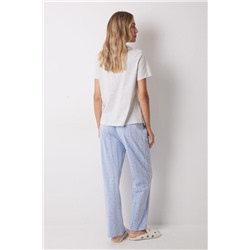 Pijama largo 100% algodón azul rayas