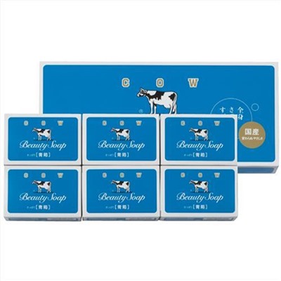 COW BRAND Blue Beauty SOAP Молочное туалетное мыло с ароматом жасмина, подарочный набор 130гр*6