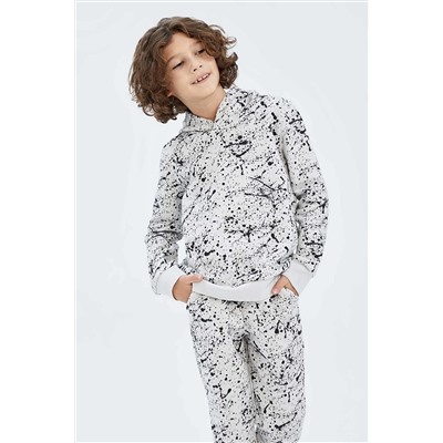 Defacto Erkek Çocuk Kapüşonlu Desenli Sweatshirt Y9045A622WN