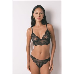 Tanga encaje tul negro
