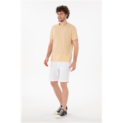 Erkek Regular Fit Bisiklet Yaka Bej Basic Tişört
