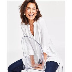 Women's Roll-Tab Button-Down Long Blouse, Created for Macy's