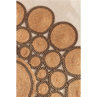 Alsace Yuvarlak Eklemeli Kilim - Naturel/Siyah - 120 cm