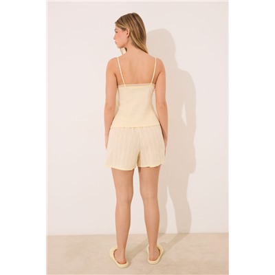 Pijama corto tirantes algodón amarillo