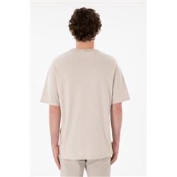 Erkek Oversize Fit Bisiklet Yaka Taş Tişört