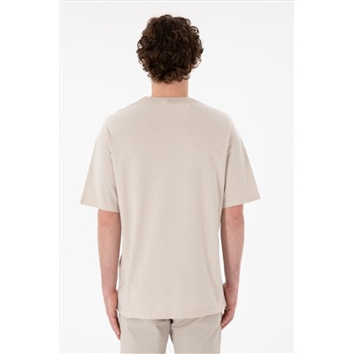 Erkek Oversize Fit Bisiklet Yaka Taş Tişört