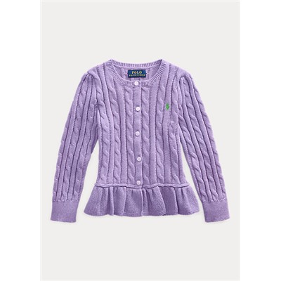 Girls 2-6x Cable Cotton Peplum Cardigan