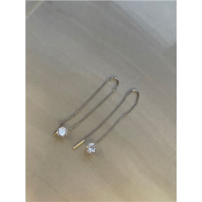 Серьги-продёвки из серебра с фианитами родированные 925 пробы 2340200760-2р