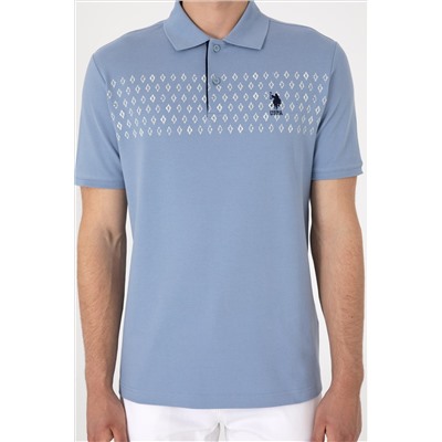 Erkek Regular Fit Polo Yaka Mavi Tişört