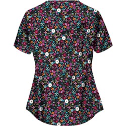 UA Butter-Soft STRETCH Country Wild Flower Black Scrub Top