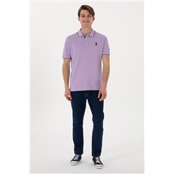 Erkek Regular Fit Polo Yaka Lila Basic Tişört