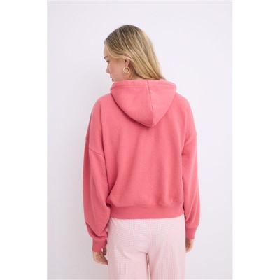Sudadera capucha felpa algodón rosa