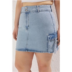 Açık Mavi Kargo Cepli Denim Etek TBBSS23AZ00057