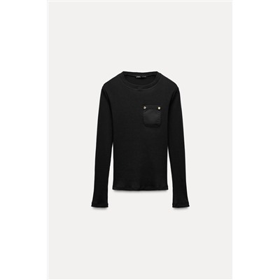 T-SHIRT WITH RIBBED POCKET