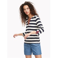 TOMMY HILFIGER ESSENTIAL STRIPE V-NECK TOP