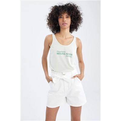 Defacto Relax Fit Bisiklet Yaka Slogan Baskılı Atlet X4482AZ22SM