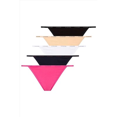 U.S. Polo Assn., U.s Polo Assn. 67000 Kadın 5 Li Slip-siyah&ten&beyaz&fuşya&lacivert