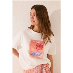 Camiseta boxy 100% algodón blanco