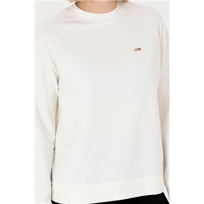 Kadın Ekru Bisiklet Yaka Sweatshirt