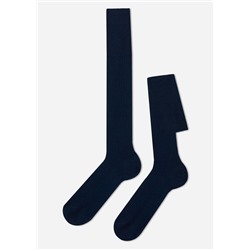 Lange gerippte Herrensocken mit Fil d‘Ecosse