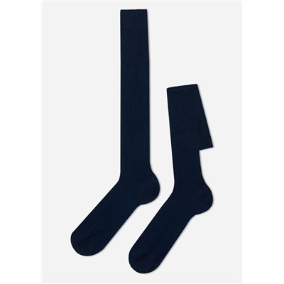 Lange gerippte Herrensocken mit Fil d‘Ecosse