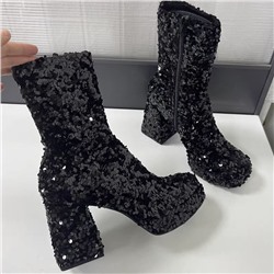 ⭐️Женские ботинки из пайеток на устойчивом каблуке