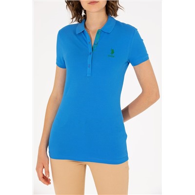 Kadın Saks Basic Polo Yaka Tişört