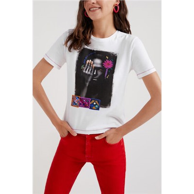 Camiseta arty pespuntes