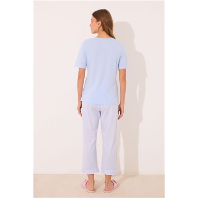 Pijama Capri 100% algodón azul rayas