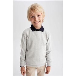 Defacto Erkek Çocuk Gri Bisiklet Yaka Okul Sweatshirt L0311A622AU