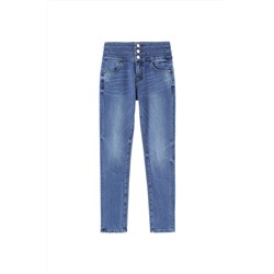 Vaquero skinny de tiro alto Azul marino