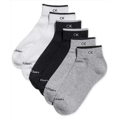 Calvin Klein Women's 6-Pk. Solid Cushion Quarter Socks