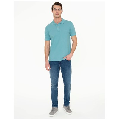 Çağla Yeşili Slim Fit Polo Yaka Basic Tişört