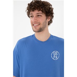 Erkek Oversize Fit Bisiklet Yaka İndigo Tişört