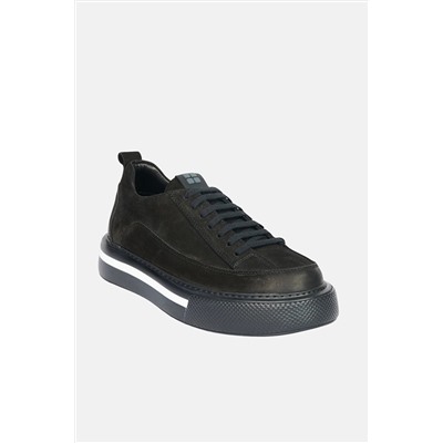 Avva Erkek Siyah %100 Deri Bağcıklı Esnek Taban Sneaker Ayakkabı A32Y8006