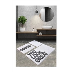 Chilai Home Great Beyaz 3 Lü Set Banyo Halısı, Paspas 8682125940557