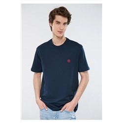 Mavi Mühür Logo Nakışlı Lacivert Tişört Loose Fit / Bol Rahat Kesim 067074-33207