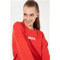 Kadın Kırmızı Bisiklet Yaka Basic Sweatshirt