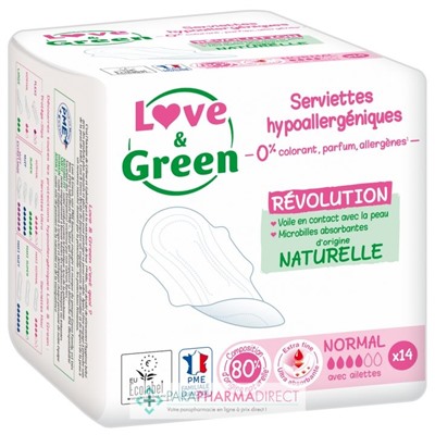 Love&Green Serviettes Ecologiques - Révolution - Normal x14