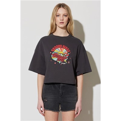 Wrangler Regular Fit Normal Kesim %100 Pamuk Bisiklet Yaka Antrasit Tişört W231328