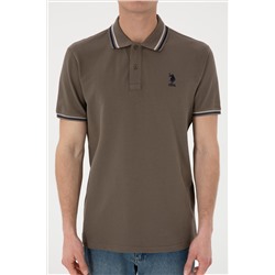 Erkek Regular Fit Polo Yaka Vizon Basic Tişört