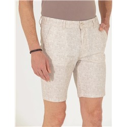 Bej Slim Fit Bermuda Şort