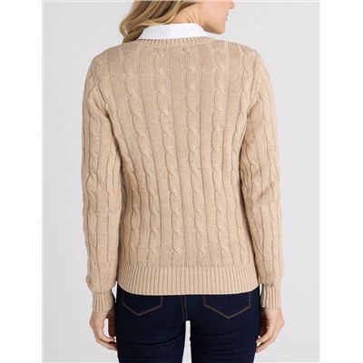 SOFT CABLE V-NECK SWEATER